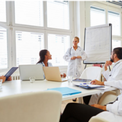 A group of people in a training room