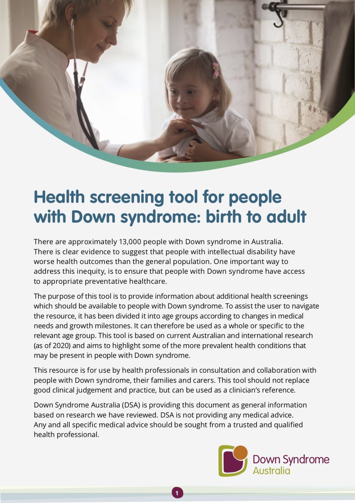 Health Screening Tool Down Syndrome National