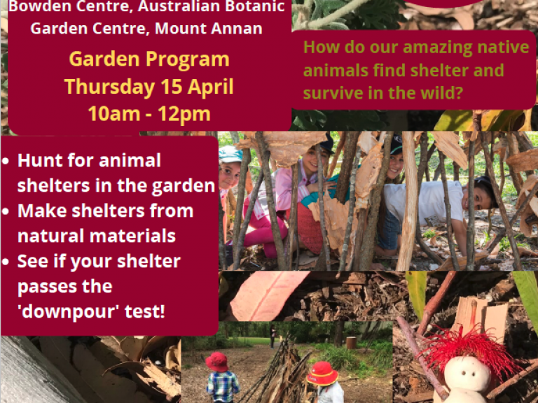 Bowden Centre, Australian botanic garden centre Mount Annan, Garden Program Thursday 15 April 10am-12pm.