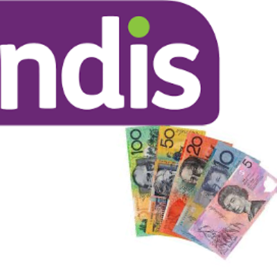 The NDIS sign and a pile of money