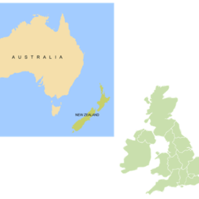 Map of Australia and a map of the uk
