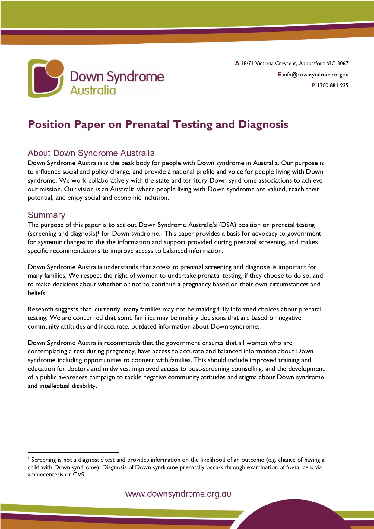 Position on Prenatal Testing (Easy Read) icon