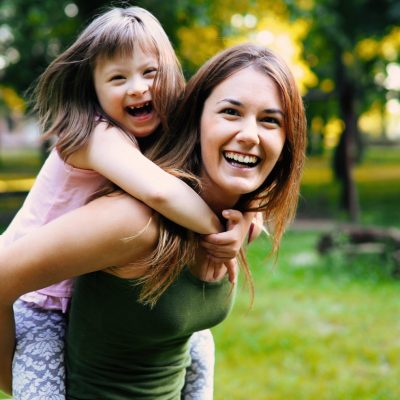 A mother with a young daughter