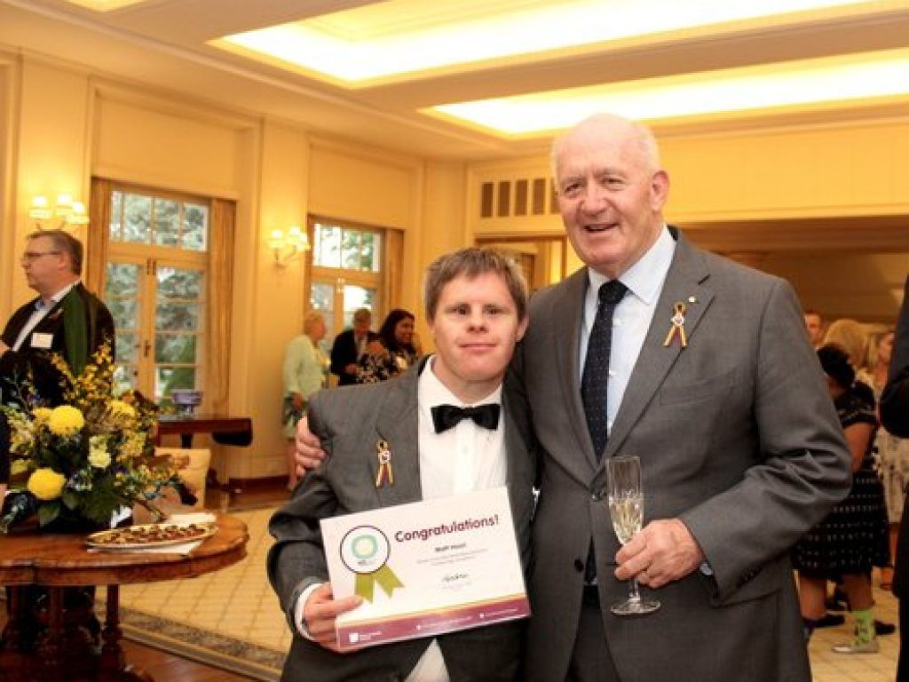 Peter Cosgrove and Ruth Faragher celebrating