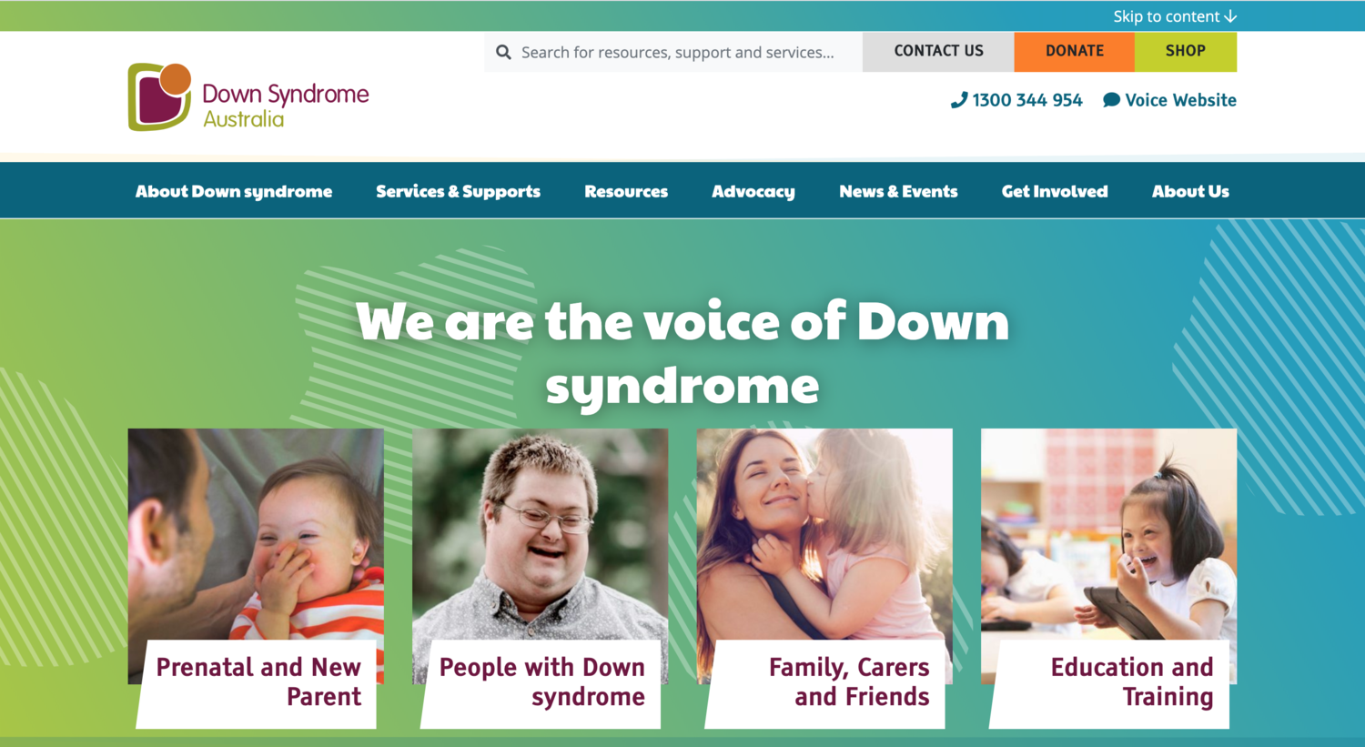 Down syndrome Australia website home page